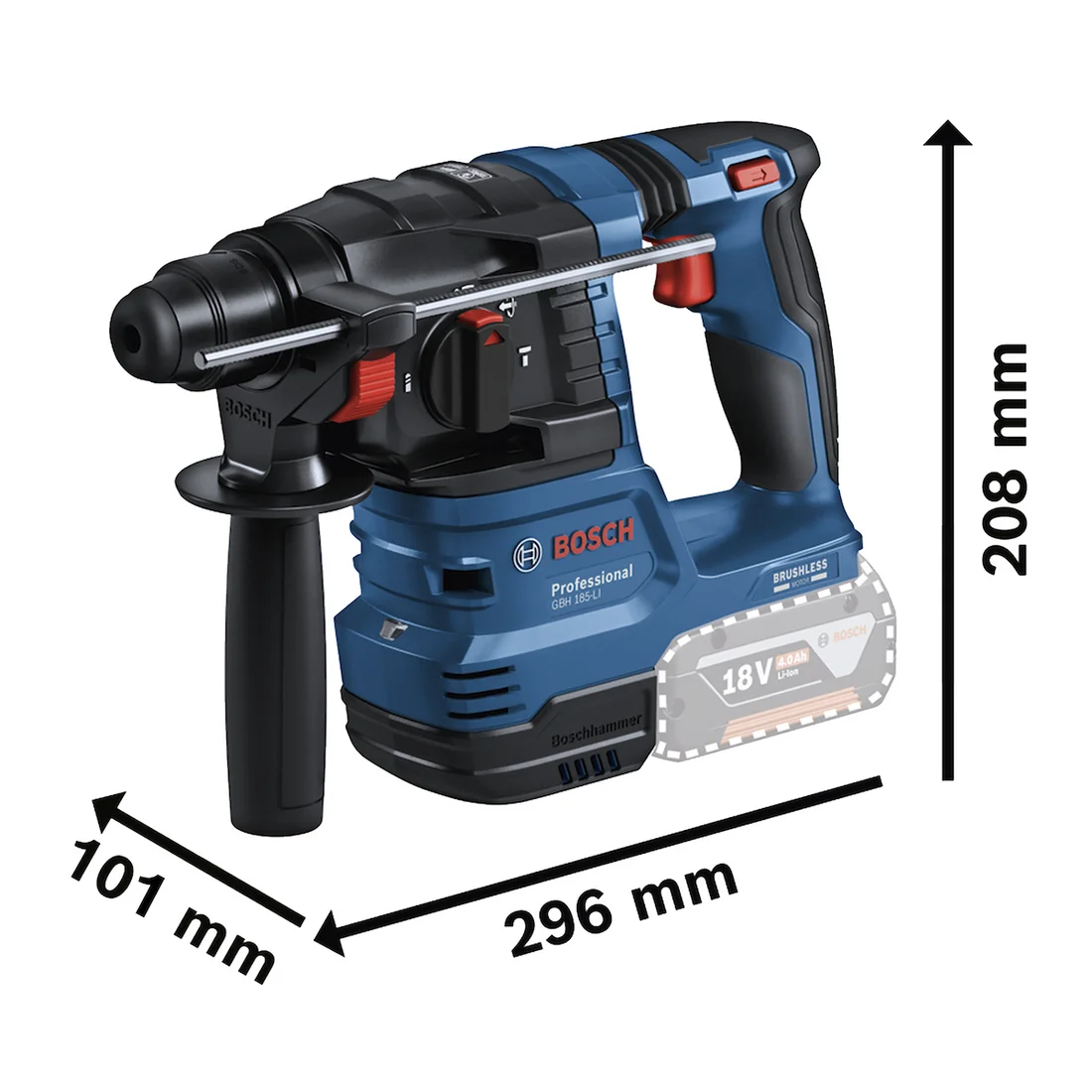 Martelete Perfurador e Rompedor à Bateria 18v Bosch GBH 185-LI