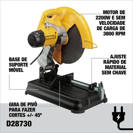 220v, Serra de Corte Rápido 14" Dewalt 2.300w D28730