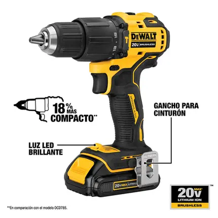 Paraf. e Furadeira de Impacto Atomic 1/2" Dewalt 20v C/ 2 Baterias DCD709D2-BR