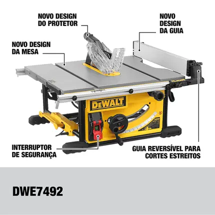 220v, Serra Circular de Bancada / Mesa 10" Dewalt 2000w DWE7492