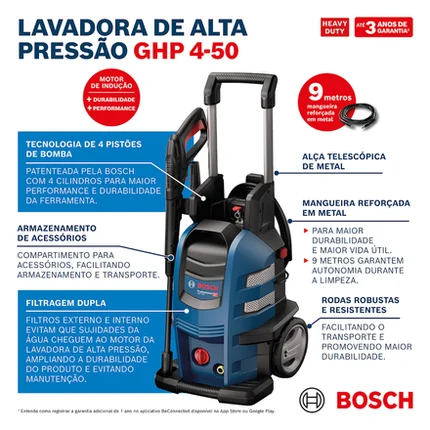 220v, Lavadora de Alta Pressão 2200w GHP 4-50 Bosch