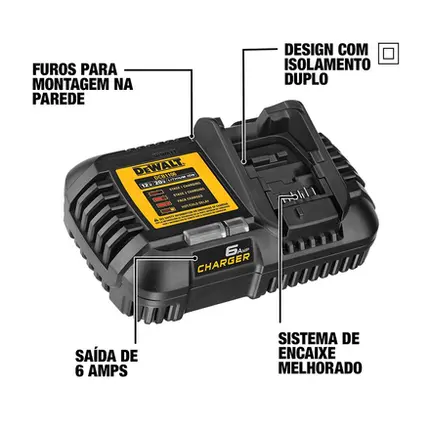 220v, Carregador Rápido 6Ah 20V MAX DCB1106-B2 Dewalt