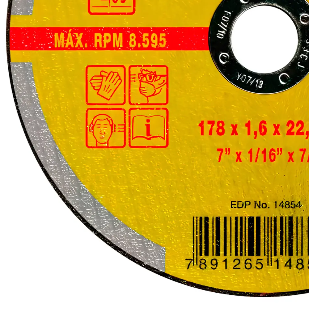 Disco de Corte Para Ferro e Inox 7" (180mm) Starrett DAC 180-24