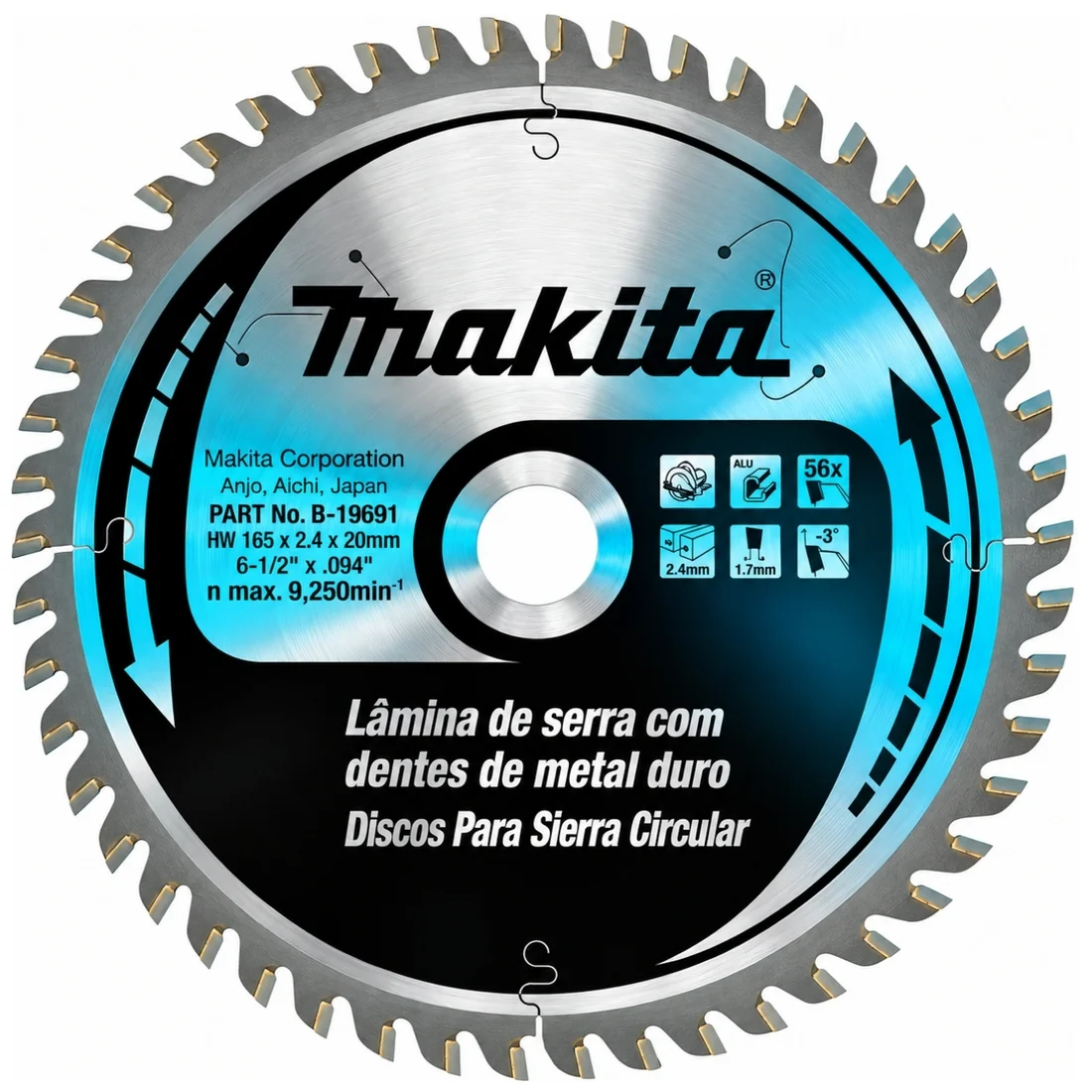 Serra Circular Vídea Para Máquina 6.1/2"" x 56 Dentes Makita B-19691