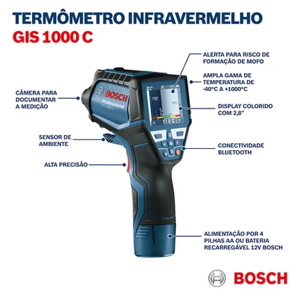 Termodetector Bosch GIS 1000 C Professional com Câmera e Bluetooth