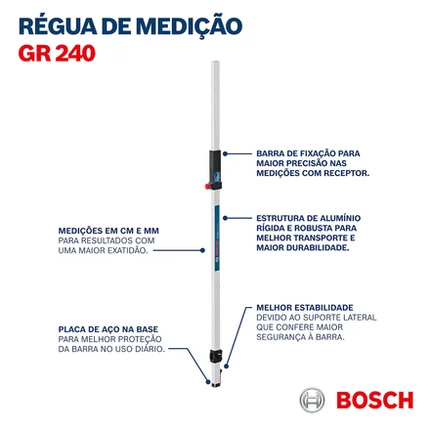Régua de Medição Bosch GR 240 para Níveis a Laser