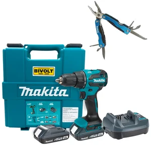Parafusadeira/Furadeira de Impacto Makita 18V DHP490WVE 2 Baterias