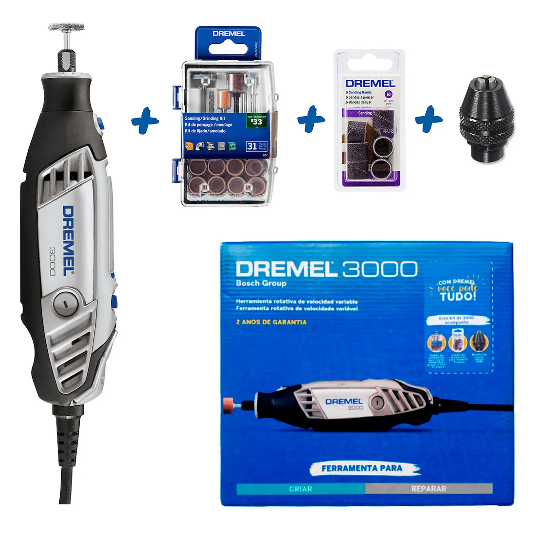 Micro Retífica Dremel 3000 Kit 38 Acessórios - 110v