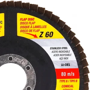 Disco de Flap 115mm Starrett Grão 60 em Fibra de Vidro Cônico