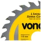 Lâmina de Serra Circular Vonder 110 mm x 20 mm Com 24 Dentes de Metal Duro