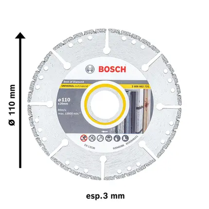Disco Diamantado Segmentado Bosch Best For Multimaterial 110 x 20 x 3mm 1 Peça